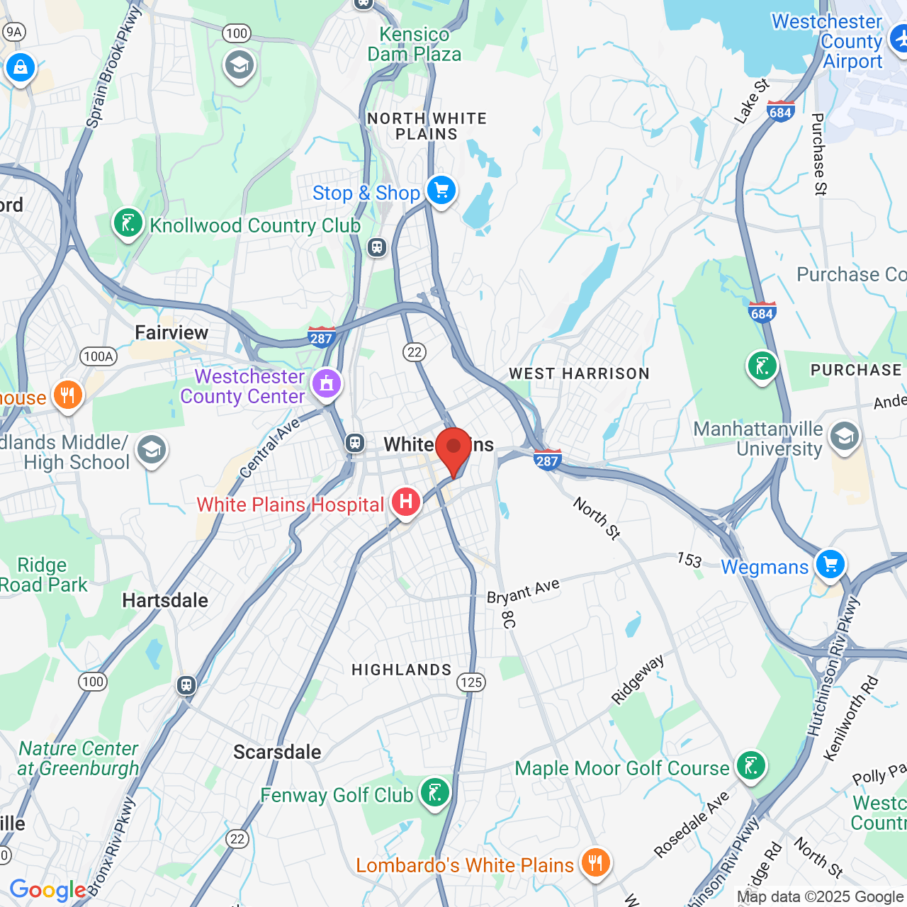 Google map image of our location in 203 E Post Rd White Plains, NY